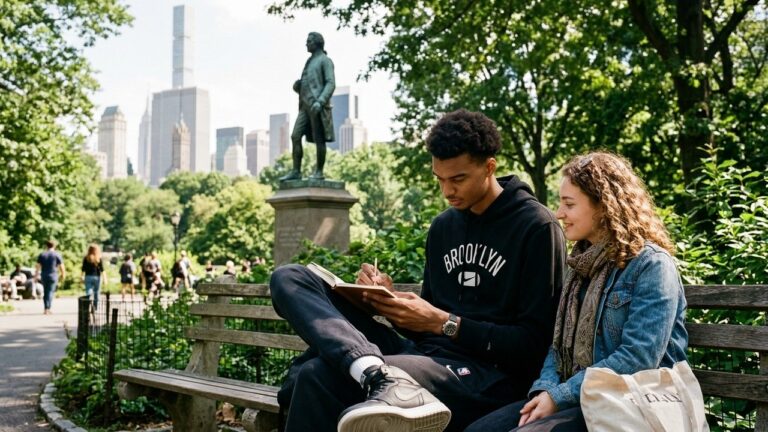 Victor Wembanyama : Dessin dans un Parc new-yorkais avant le Match 3